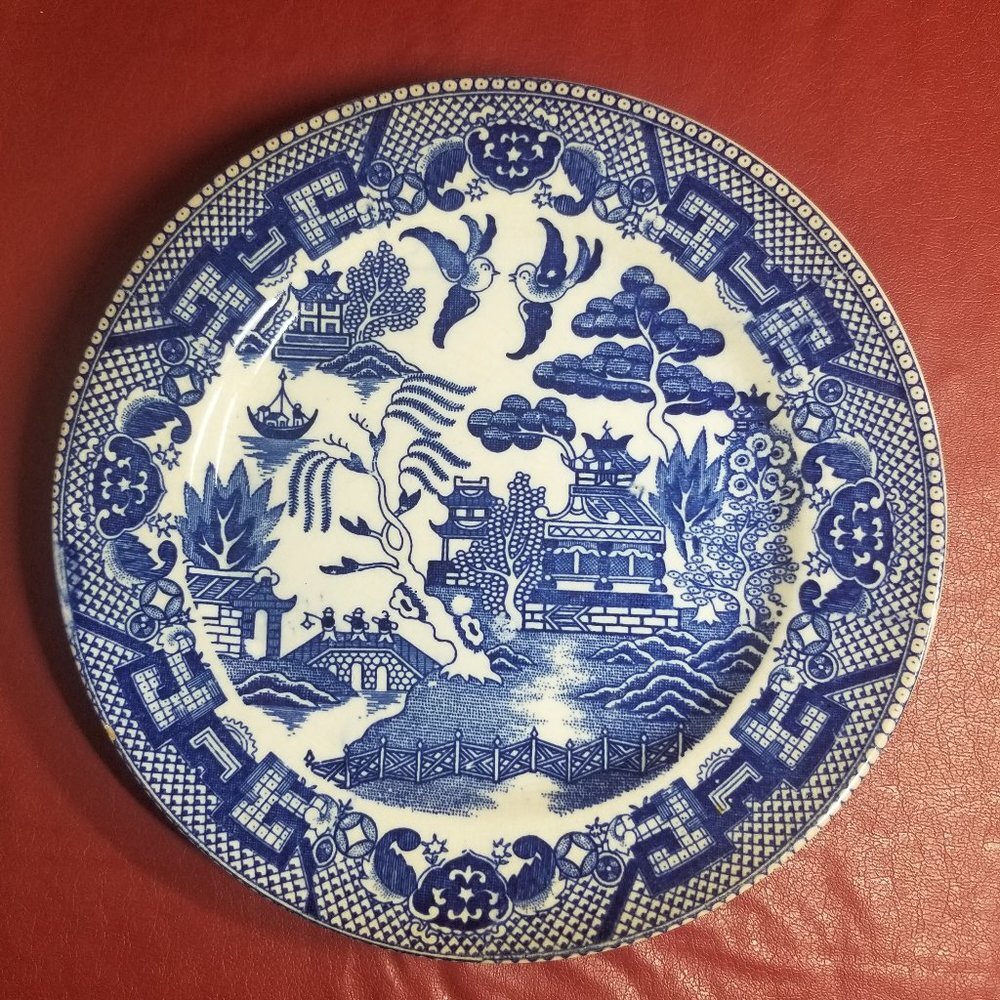 1953  Blue Willow Bread Plate -Occupied Japan Circa 1953